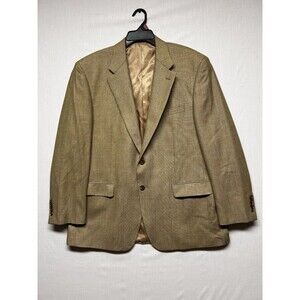 Lauren Ralph Lauren Men’s Silk Wool Blend Sport Coat Blazer Windowpane Beige 44R